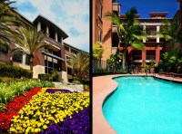 Double-San-Diego-company-building-exterior---front,-flowers---MDR-apartment-complex---pool