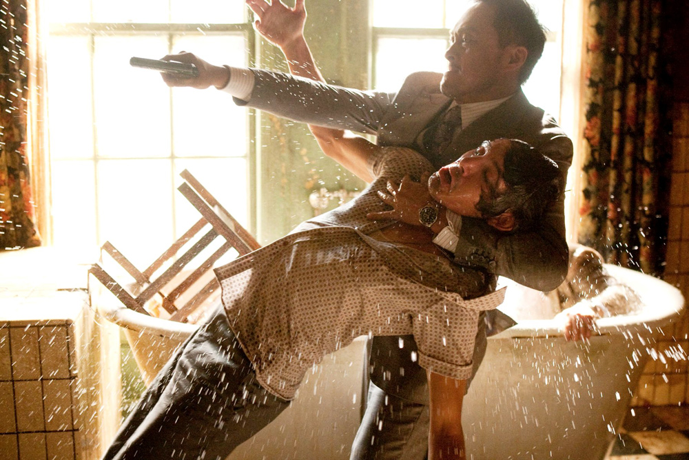 Joseph Gordon-Levitt in an action scene from the movie Inception