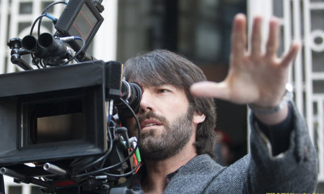 Argo-movie-director Ben Affleck at film camera on set