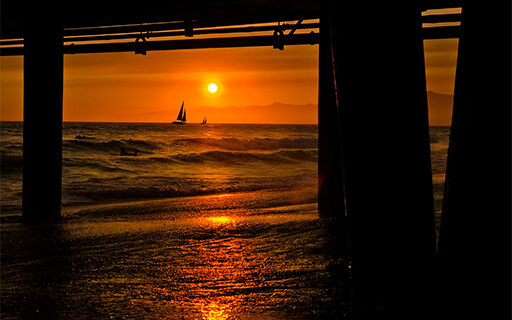 photo of Venice Pier at sunset; Los Angeles photographer - sail on sailor - under pier